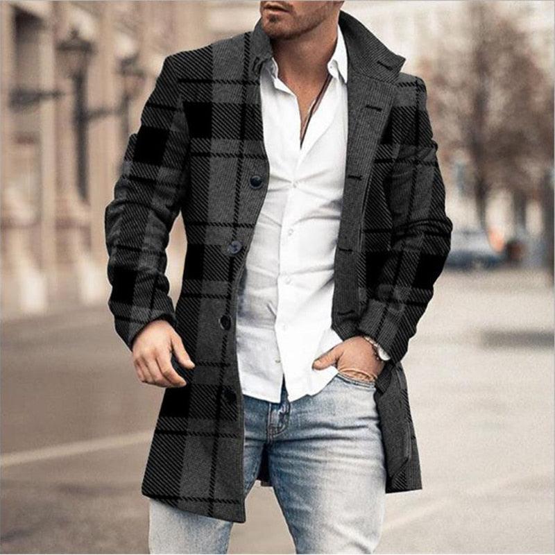 Trending Mens Single-Breasted Wool Blend Coats - Autumn Winter Lapel Collar Retro Jacket Long Long Overcoat (D100)(TM4)(CC1) - Deals DejaVu