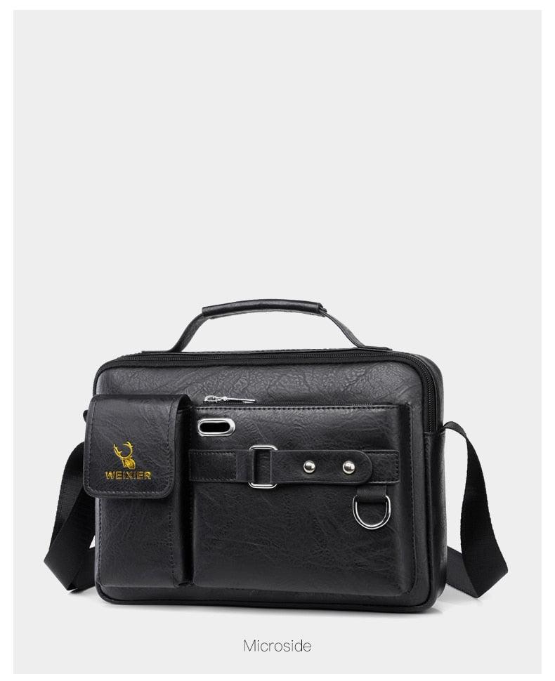 New Men Shoulder Bag Men Crossbody Bags - PU Leather Handbag - Men Messenger Bags Top handle Tote Bag for Male (3MA1)(LT4)(1U78) - Deals DejaVu
