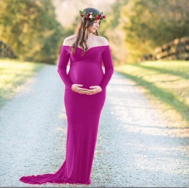 Pregnant Women Sexy Long Dresses - 100% Cotton Maternity V-Neck Maxi Gown Pregnancy Baby Shower Dress Photography Props Clothing (Z6)(1Z1)(2Z1)(3Z1)(7Z1) - Deals DejaVu
