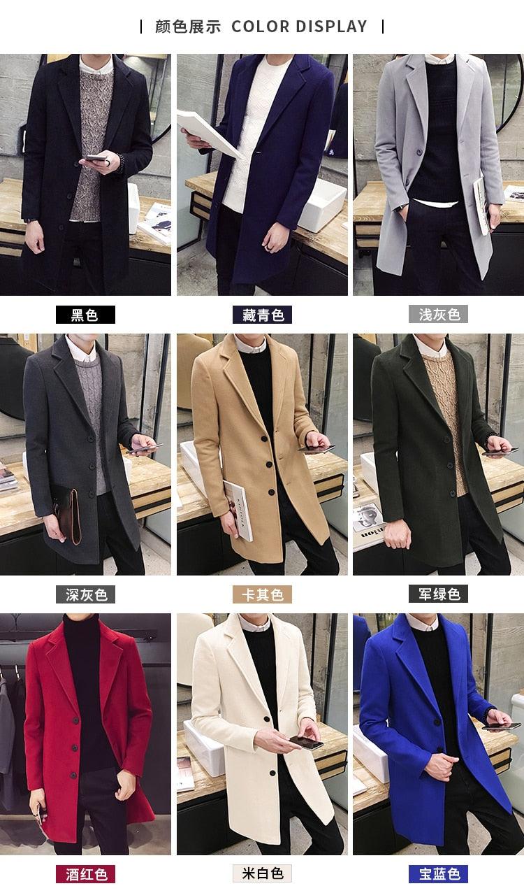 Men Autumn Winter Overcoats Wool Blends Business - Trench Long Jackets Leisure Overcoat Fit Male Solid Color 5XL (D100)(TM4)(CC1) - Deals DejaVu