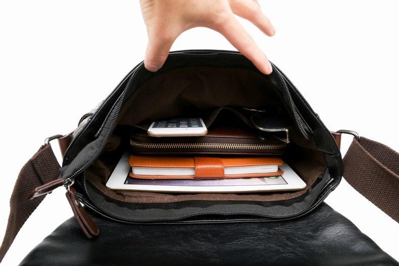 Fashion Brand PU Leather Men Crossbody Bag - Casual Shoulder Bags - Travel Crossbody Bags Male Messenger bag Bags (3MA1)(LT4)(1U78) - Deals DejaVu