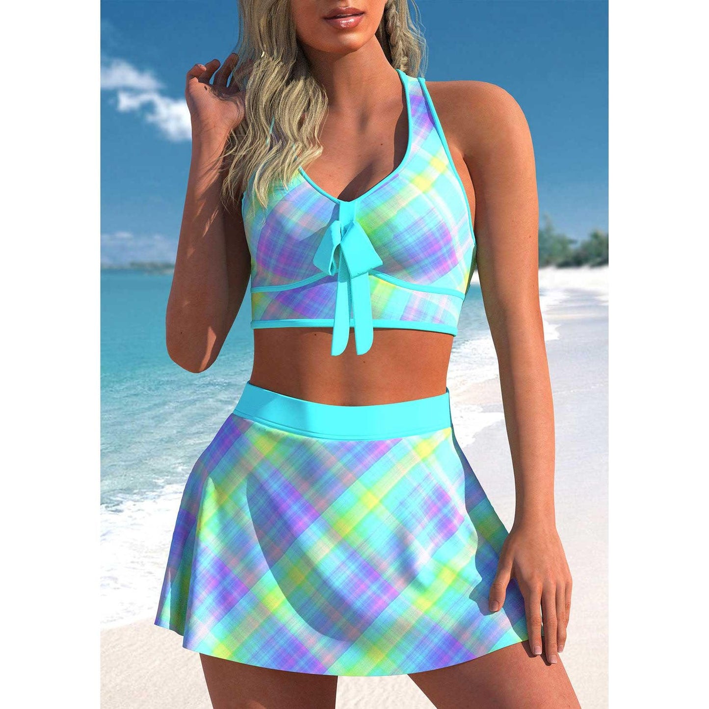 Women Sexy Monokini Swim dress - Loose Swimsuit Vintage Print Two Piece Set -Swimwear Female Bathing Suit Summer Beach Bikini Set (TB8D)(1U26)(F26) - Deals DejaVu