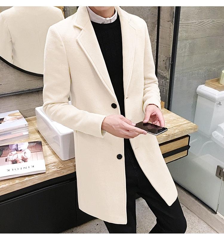 Men Autumn Winter Overcoats Wool Blends Business - Trench Long Jackets Leisure Overcoat Fit Male Solid Color 5XL (D100)(TM4)(CC1) - Deals DejaVu