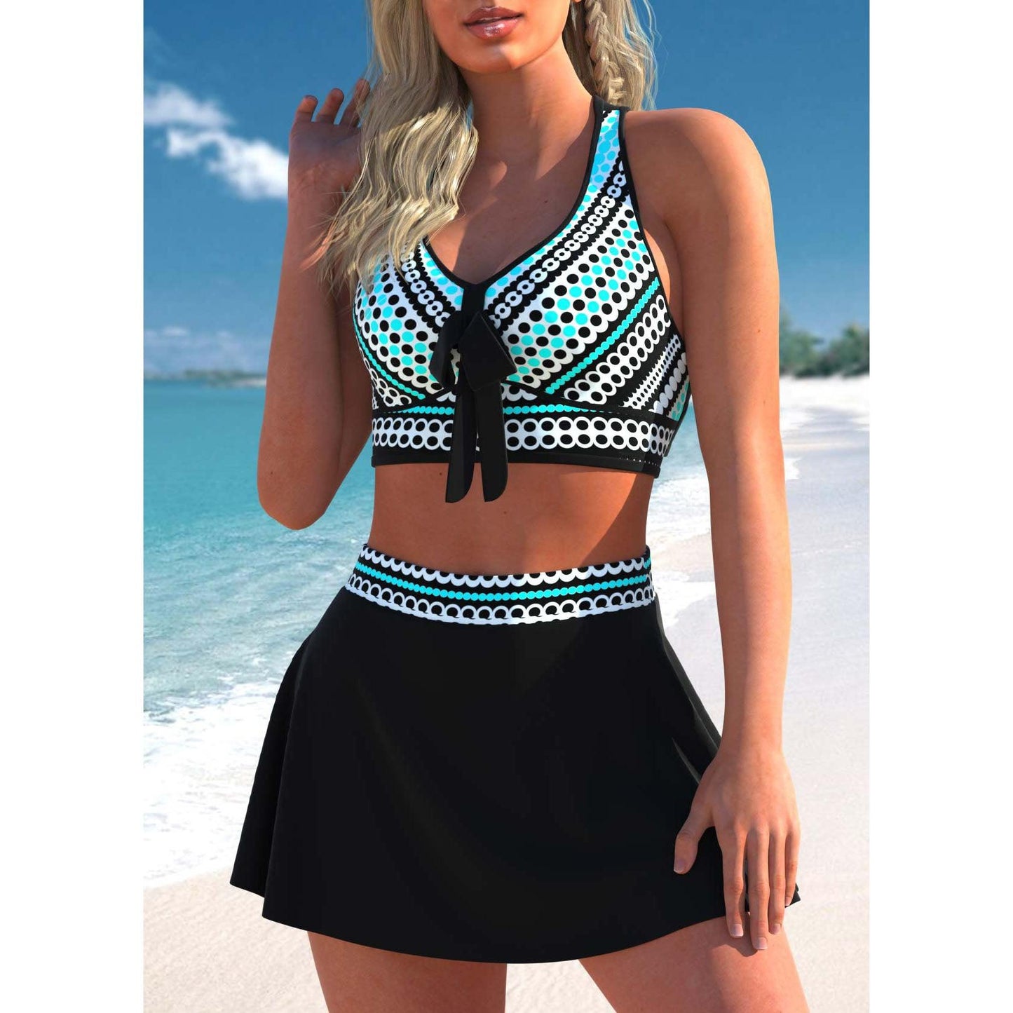 Women Sexy Monokini Swim dress - Loose Swimsuit Vintage Print Two Piece Set -Swimwear Female Bathing Suit Summer Beach Bikini Set (TB8D)(1U26)(F26) - Deals DejaVu