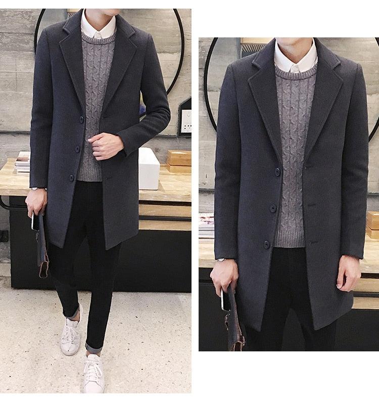 Men Autumn Winter Overcoats Wool Blends Business - Trench Long Jackets Leisure Overcoat Fit Male Solid Color 5XL (D100)(TM4)(CC1) - Deals DejaVu