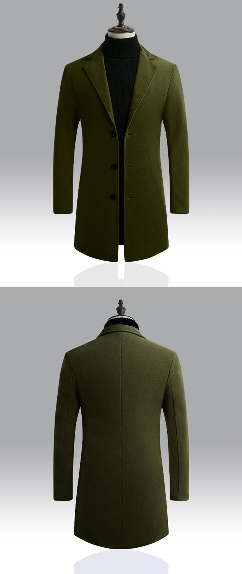 New Men Jacket Single Breasted Trench Coat - Solid Color Windbreakers Cardigan Jacket -Mens Overcoat chaquetas hombre (D100)(TM4)(CC1) - Deals DejaVu