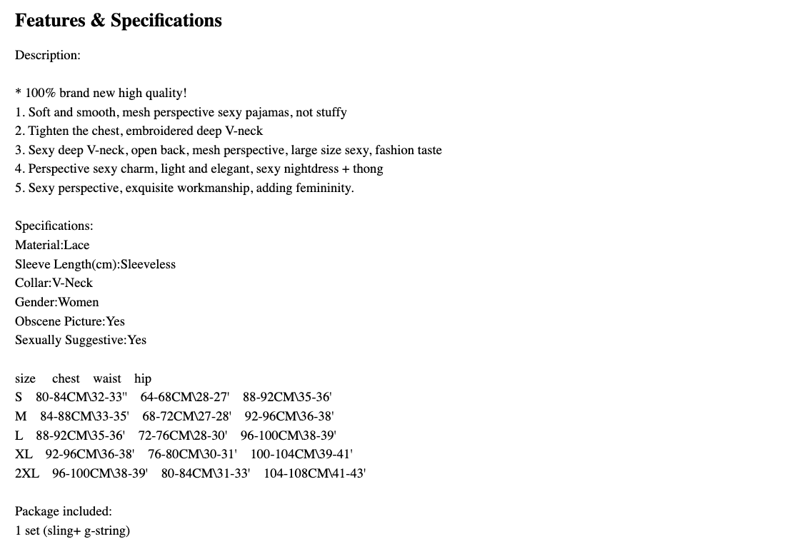 Exotic Women's Pajamas Set - Perspective Hollow Nightdress - Sexy Deep V Pajamas + Thongs (1U29) - Deals DejaVu