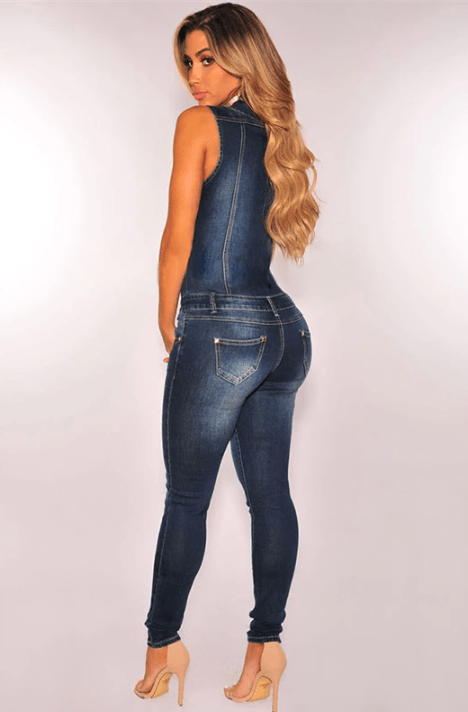 Beautiful Sleeveless Women's Overalls - Jean Jumpsuits - Casual Rompers - Zipper Slim One-piece Long Pencil Pants (TBL1) - Deals DejaVu