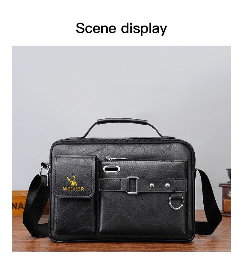 New Men Shoulder Bag Men Crossbody Bags - PU Leather Handbag - Men Messenger Bags Top handle Tote Bag for Male (3MA1)(LT4)(1U78) - Deals DejaVu