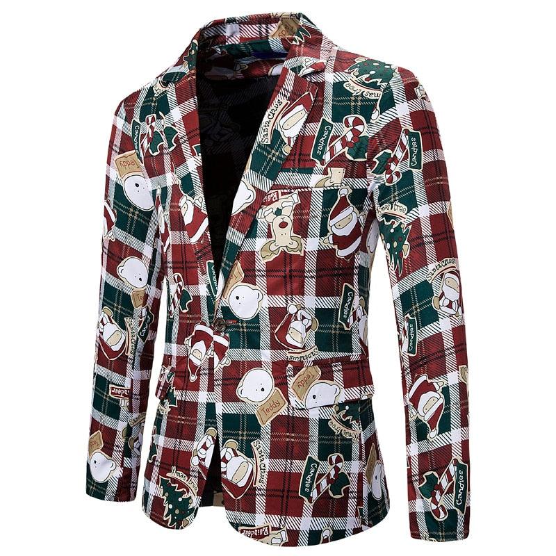 Buckle Male Blazer - Santa Claus Printed Blazers for Men (T2M)(CC5) - Deals DejaVu