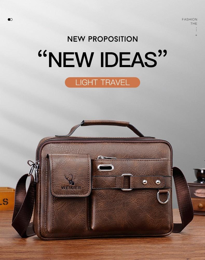 New Men Shoulder Bag Men Crossbody Bags - PU Leather Handbag - Men Messenger Bags Top handle Tote Bag for Male (3MA1)(LT4)(1U78) - Deals DejaVu