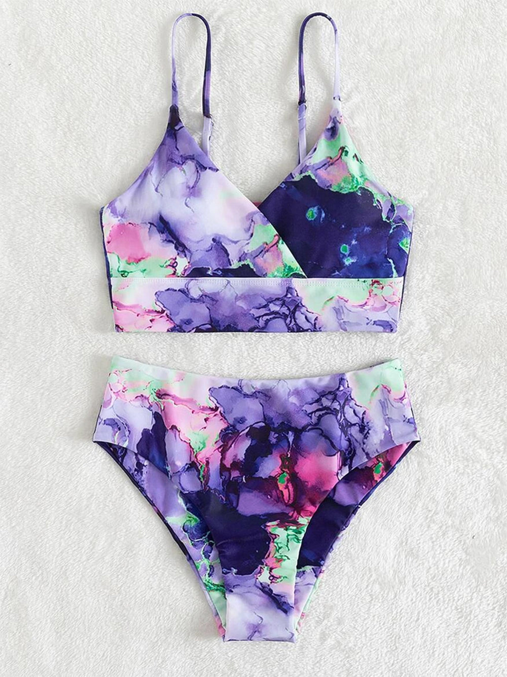 New Print Sport Bandeau Push up Bikinis - Sexy Marble Women Swimsuit High Waist Swimwear Women bathing suit Beach wear (TB8D)(1U26)(F26) - Deals DejaVu