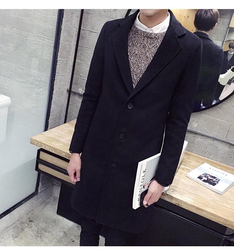Men Autumn Winter Overcoats Wool Blends Business - Trench Long Jackets Leisure Overcoat Fit Male Solid Color 5XL (D100)(TM4)(CC1) - Deals DejaVu
