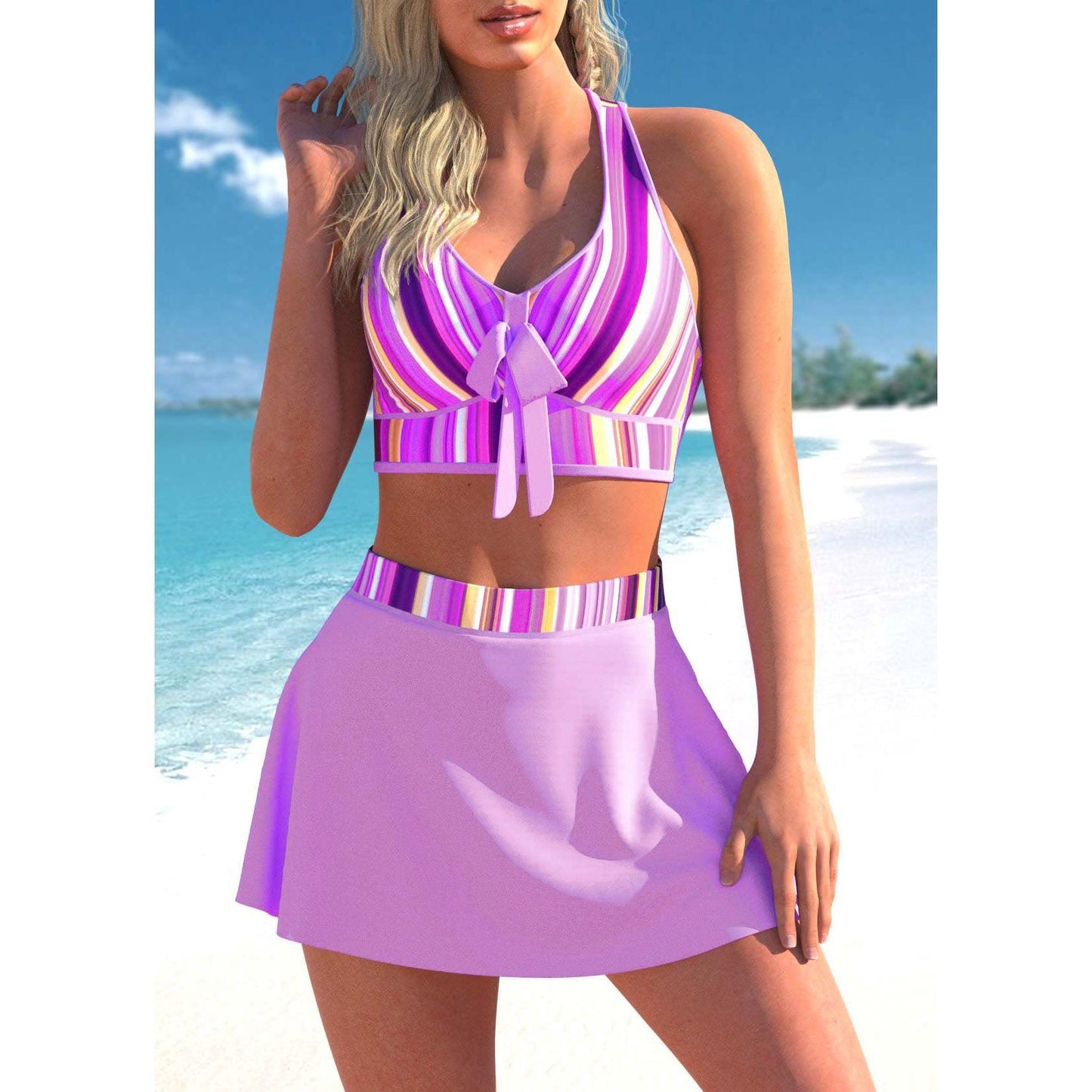 Women Sexy Monokini Swim dress - Loose Swimsuit Vintage Print Two Piece Set -Swimwear Female Bathing Suit Summer Beach Bikini Set (TB8D)(1U26)(F26) - Deals DejaVu