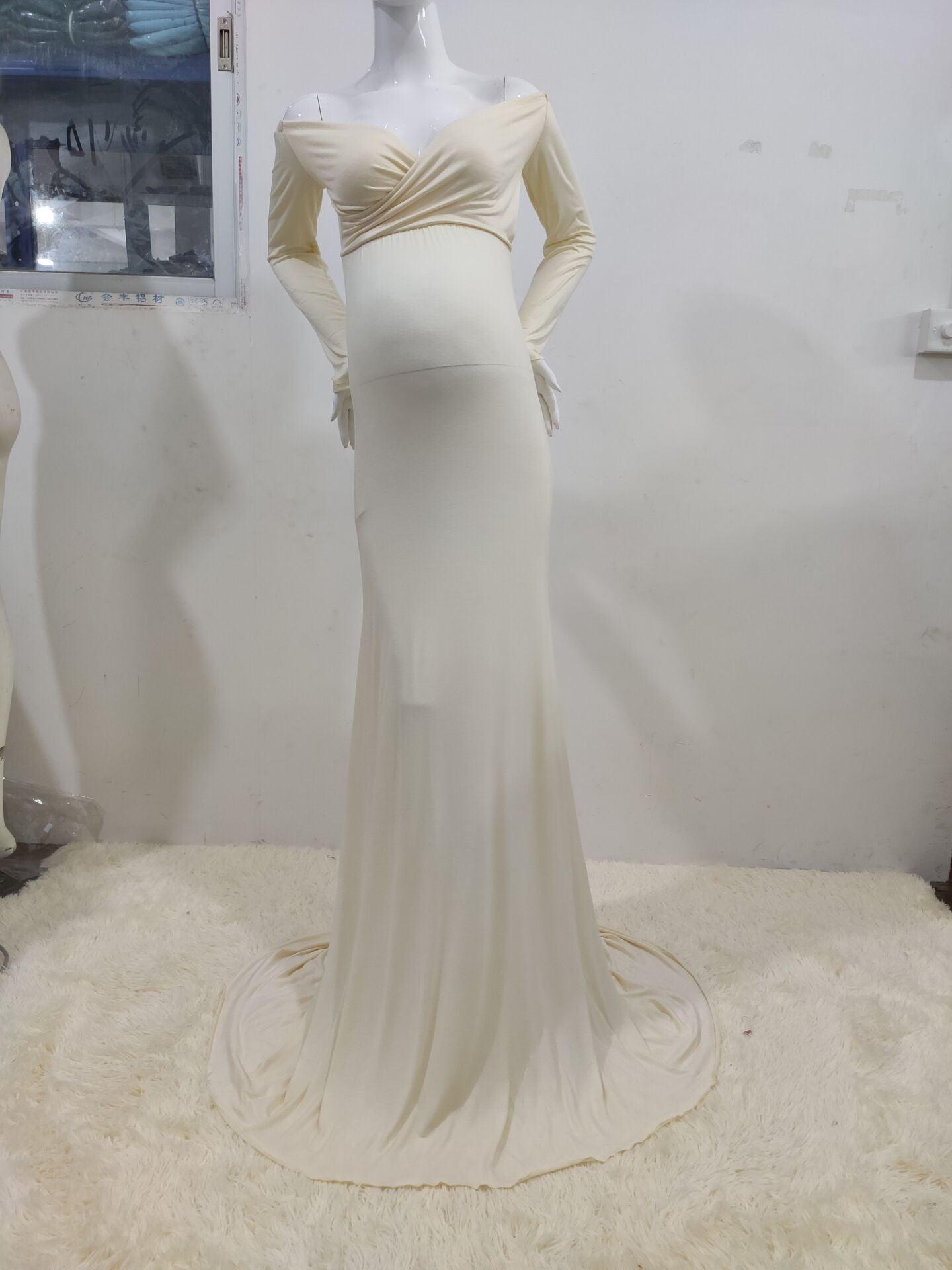 Pregnant Women Sexy Long Dresses - 100% Cotton Maternity V-Neck Maxi Gown Pregnancy Baby Shower Dress Photography Props Clothing (Z6)(1Z1)(2Z1)(3Z1)(7Z1) - Deals DejaVu