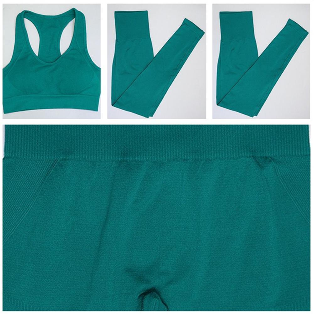 Cut Girls Seamless Women Gym Set - Sportswear 2 Piece Exercise Leggings Padded + Sports Bras - Women Sports Suits (D24)(BAP)(TBL)