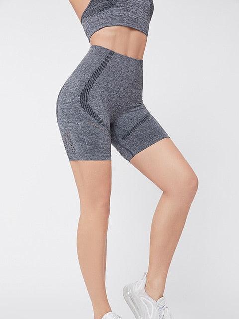 Sexy Women's Gym Shorts Yoga Set - Sports Bra + High Waist Shorts - Women Fitness Activewear Exercise Sets (D24)(BAP)(TBL)