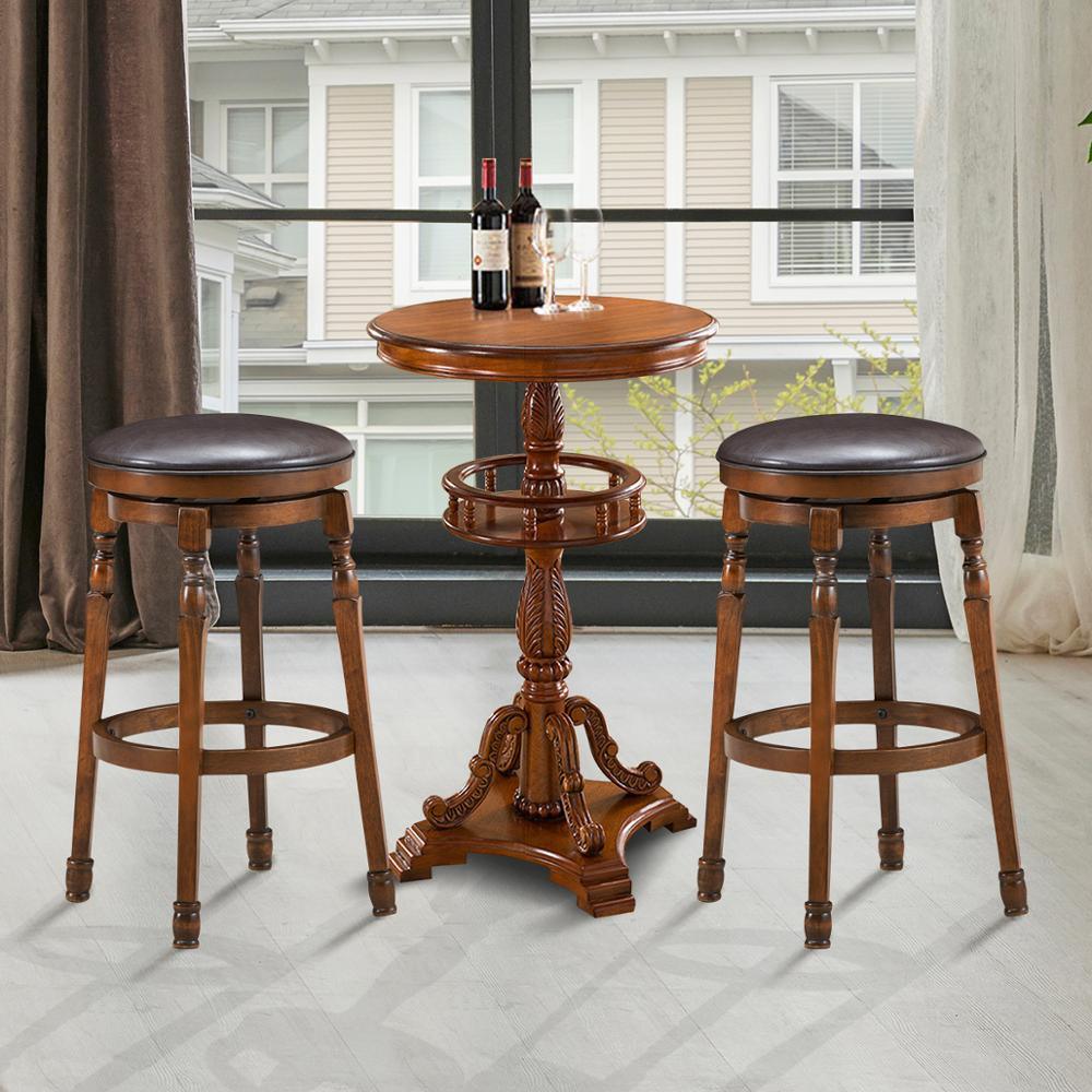 Set of 2 29" Swivel Bar Stool Leather Padded Dining Kitchen Pub Chair Backless (FW3)(1U67)(F67)