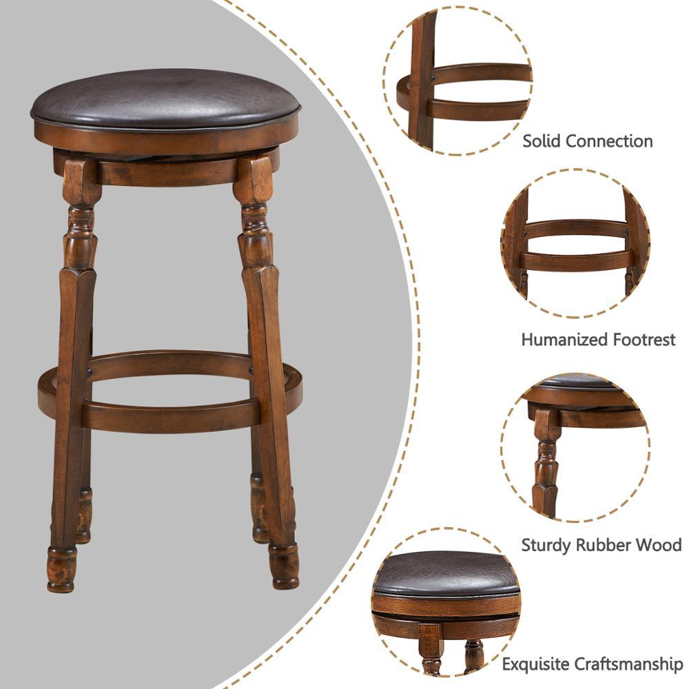 Set of 2 29" Swivel Bar Stool Leather Padded Dining Kitchen Pub Chair Backless (FW3)(1U67)(F67)