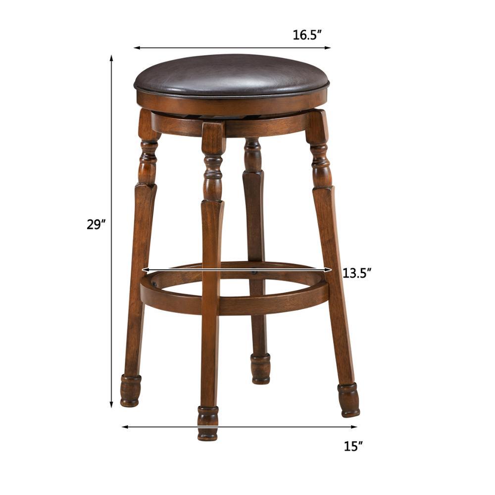 Set of 2 29" Swivel Bar Stool Leather Padded Dining Kitchen Pub Chair Backless (FW3)(1U67)(F67)