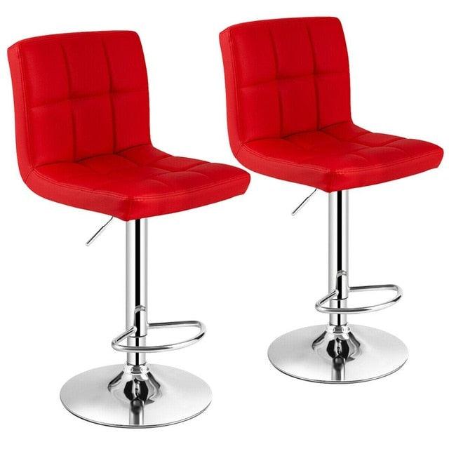 Set of 2 Adjustable Bar Stools PU Leather Swivel Kitchen Counter Pub Chair (D67)(FW2)(1U67)