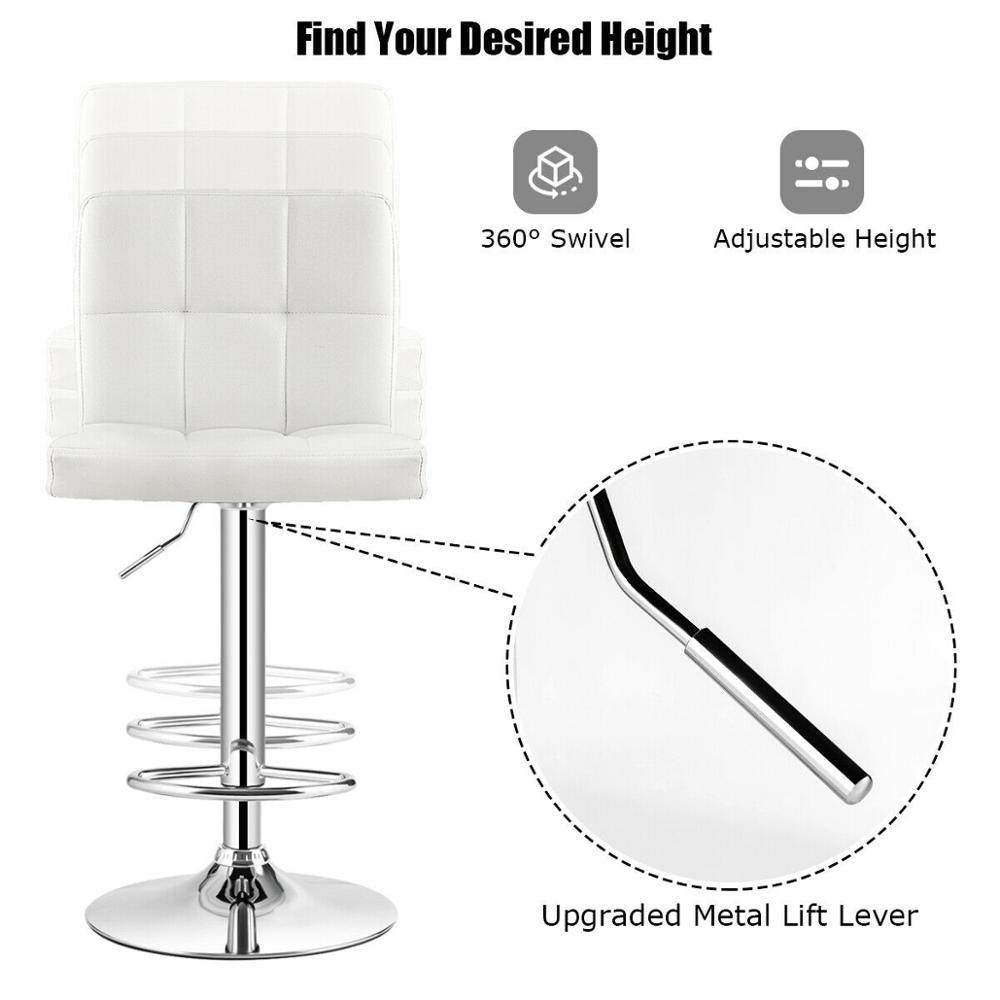 Set of 2 Adjustable Bar Stools PU Leather Swivel Kitchen Counter Pub Chair (D67)(FW2)(1U67)