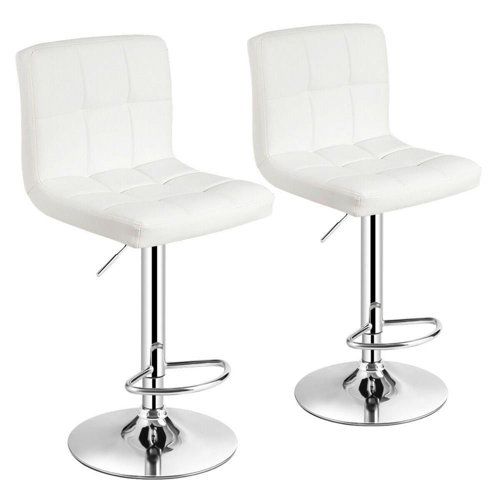 Set of 2 Adjustable Bar Stools PU Leather Swivel Kitchen Counter Pub Chair (D67)(FW2)(1U67)