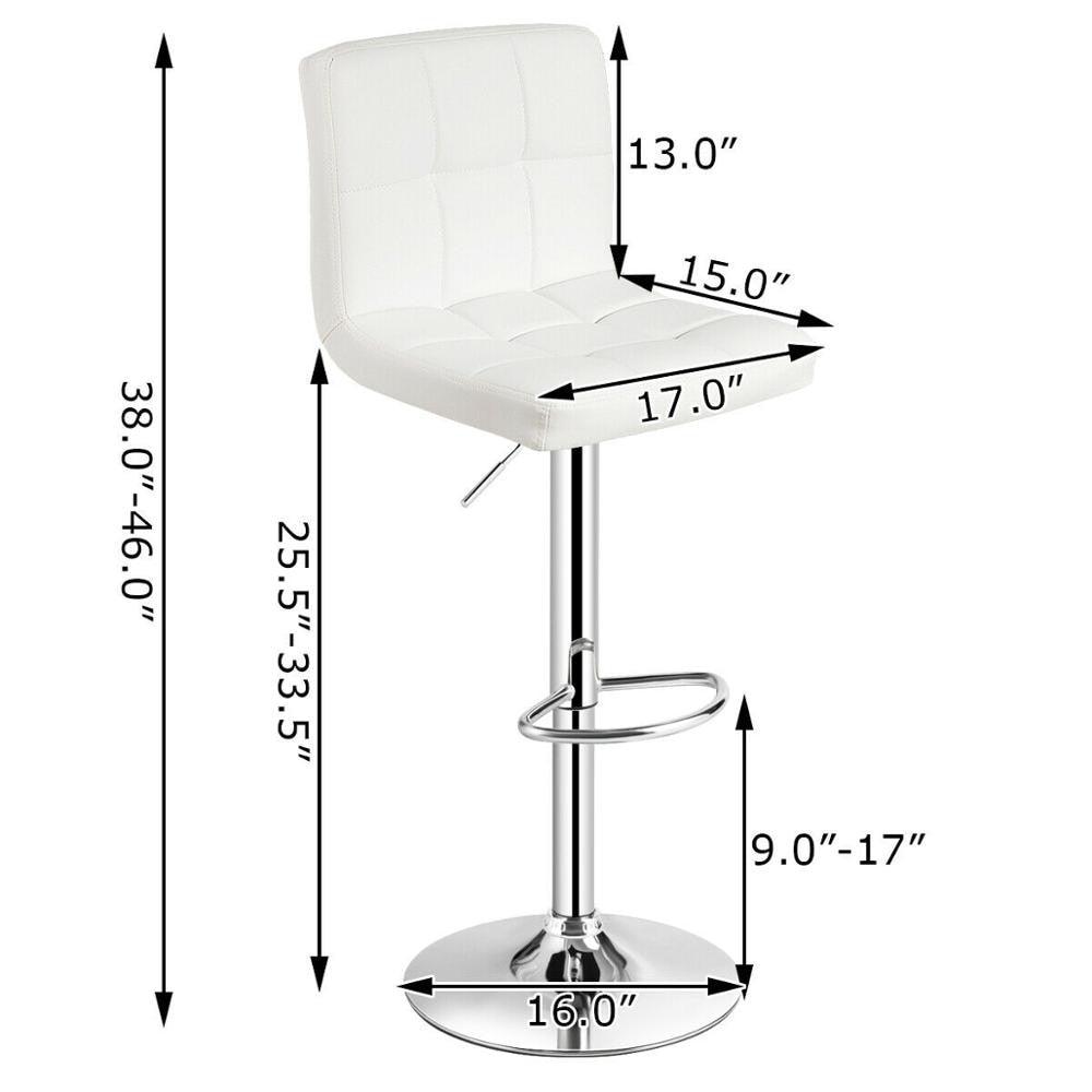 Set of 2 Adjustable Bar Stools PU Leather Swivel Kitchen Counter Pub Chair (D67)(FW2)(1U67)