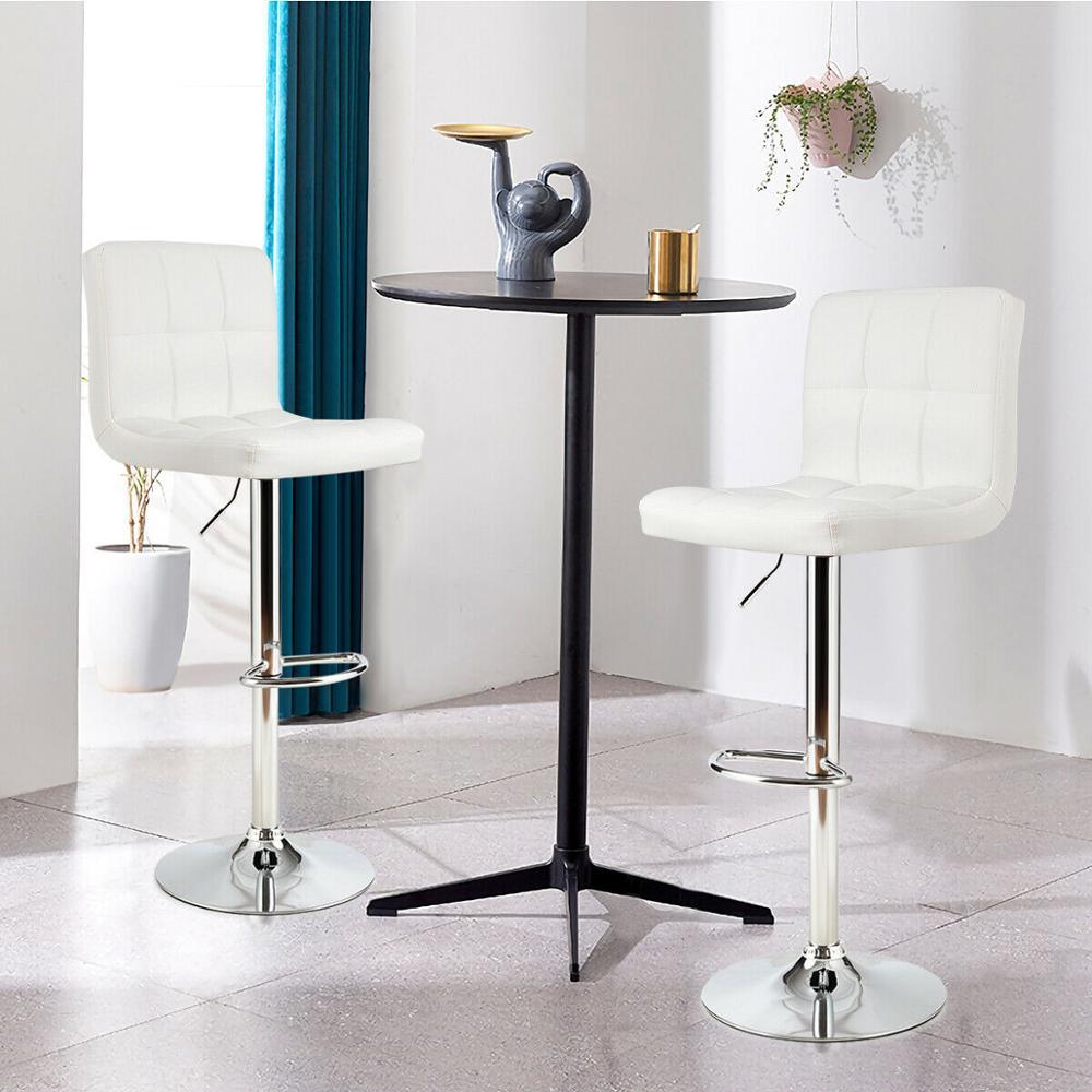Set of 2 Adjustable Bar Stools PU Leather Swivel Kitchen Counter Pub Chair (D67)(FW2)(1U67)