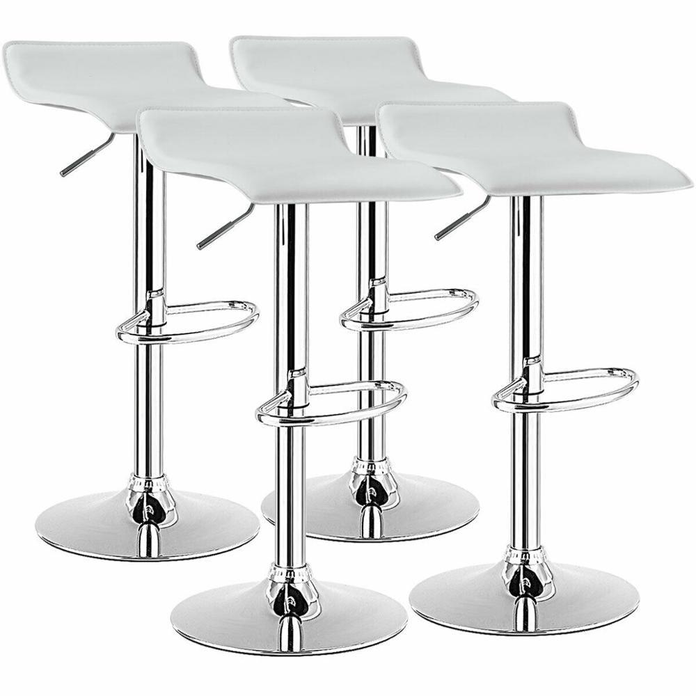 Set of 4 Swivel Bar Stool PU Leather Adjustable Kitchen Counter Chair (FW3)(1U67)
