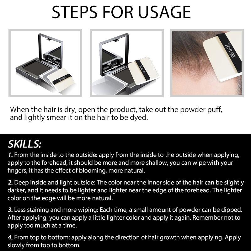5 Colors 12g Hair Shadow Powder Waterproof Hairline Edge Control Powder Root Cover Up Dark Brown Hair Concealer With Puff(M1)(M2)(1U86)