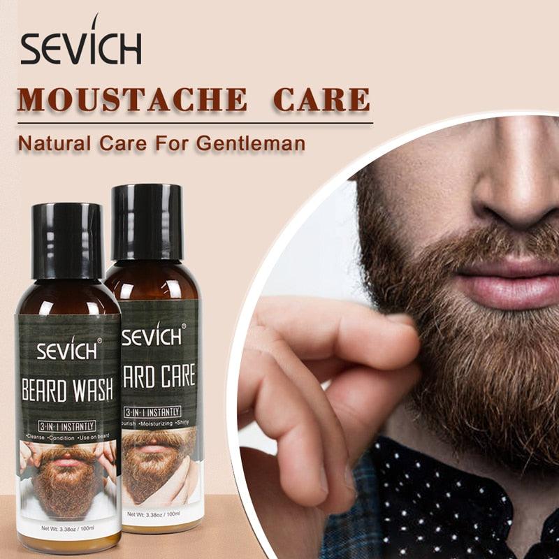 Men Beard Care Kit 100ml Nourishing Beard Wash Shampoo Natural Smoothing Care Conditioner Beard Styling (BD3)(1U45)(F45)