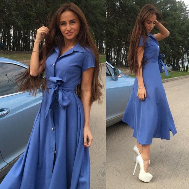 Sexy Autumn Winter Summer Women Dress - Fashion Elegant Solid A Line Long Dresses - Casual Slim Party Dress (BWM)(WS06)(F30)