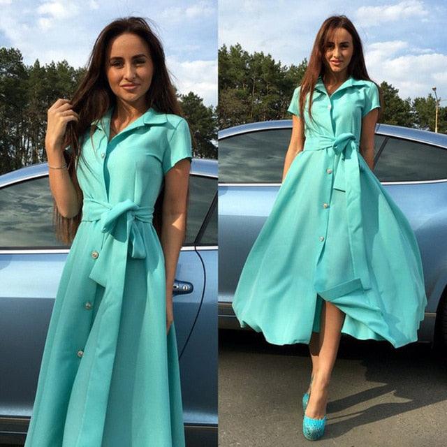 Sexy Autumn Winter Summer Women Dress - Fashion Elegant Solid A Line Long Dresses - Casual Slim Party Dress (BWM)(WS06)(F30)