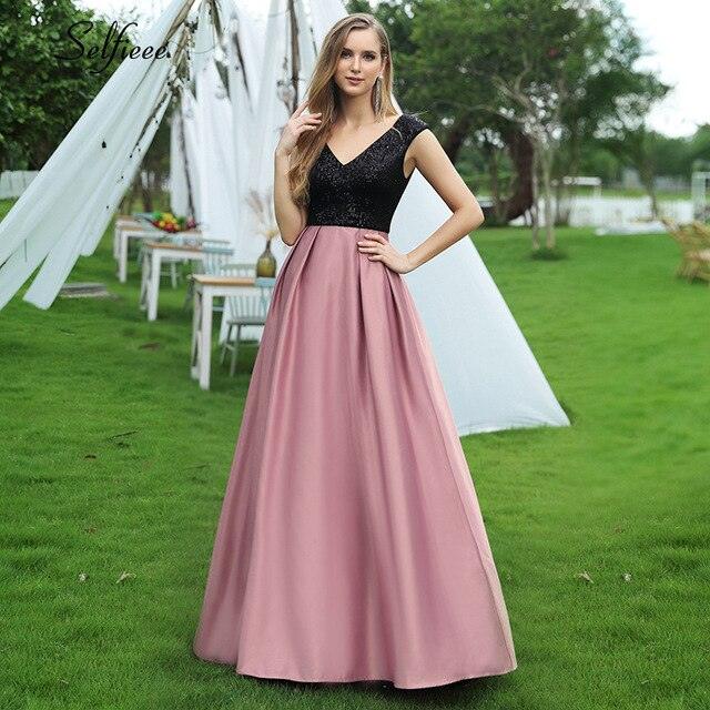 Trending Sexy Dusty Pink Women Dress - A Line V Neck Sleeveless Dress - Formal Party Dress (BWM)(WSO5)