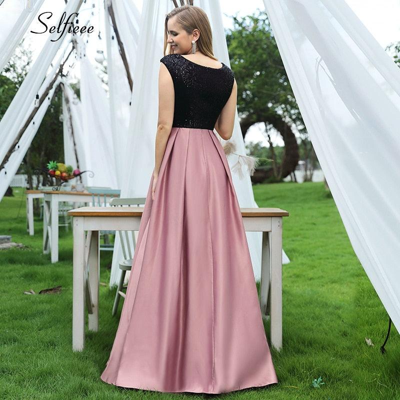 Trending Sexy Dusty Pink Women Dress - A Line V Neck Sleeveless Dress - Formal Party Dress (BWM)(WSO5)