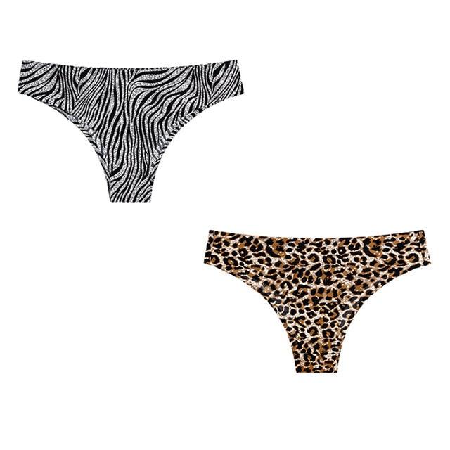 Sexy Seamless Women's Panties - Prints Leopard Female T-back G-string Thong - Female Panties 2 Pcs (D28)(TSP1)(TSP3)