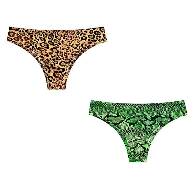 Sexy Seamless Women's Panties - Prints Leopard Female T-back G-string Thong - Female Panties 2 Pcs (D28)(TSP1)(TSP3)