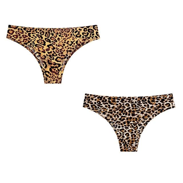 Sexy Seamless Women's Panties - Prints Leopard Female T-back G-string Thong - Female Panties 2 Pcs (D28)(TSP1)(TSP3)