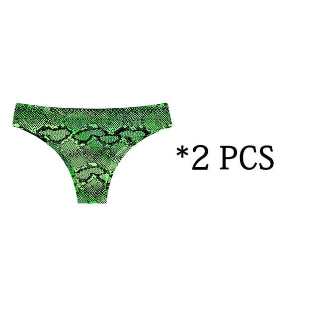 Sexy Seamless Women's Panties - Prints Leopard Female T-back G-string Thong - Female Panties 2 Pcs (D28)(TSP1)(TSP3)