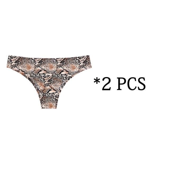 Sexy Seamless Women's Panties - Prints Leopard Female T-back G-string Thong - Female Panties 2 Pcs (D28)(TSP1)(TSP3)