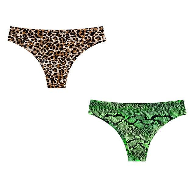 Sexy Seamless Women's Panties - Prints Leopard Female T-back G-string Thong - Female Panties 2 Pcs (D28)(TSP1)(TSP3)