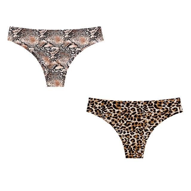 Sexy Seamless Women's Panties - Prints Leopard Female T-back G-string Thong - Female Panties 2 Pcs (D28)(TSP1)(TSP3)