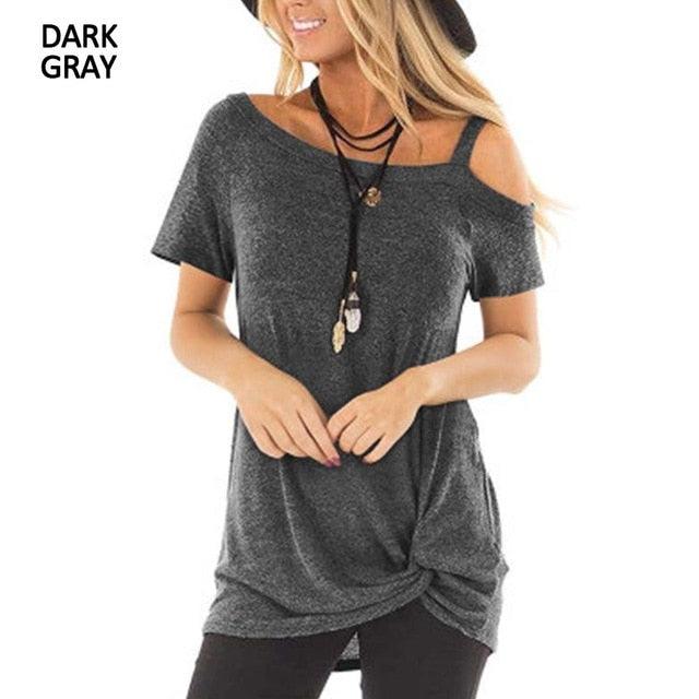 Sexy T Shirt - Women Short Shoulder Sleeve - New Summer Tee Shirts - Women Fashion Long Top (3U19)