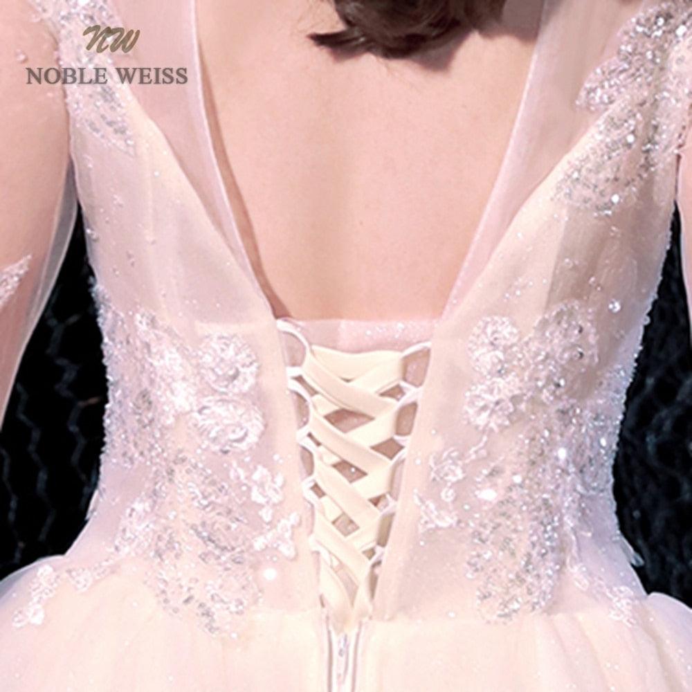 Sexy Wedding Dress - O Neck - Floor Length - A Line Long Sleeve Wedding Dress - Bridal Gown (WSO1)(F18)