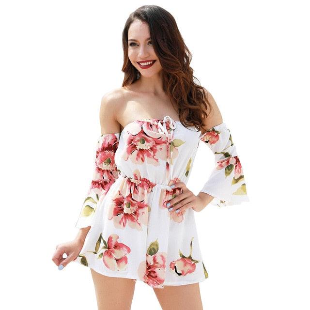 Sexy Fashion Floral Print Women Jumpsuit - Summer Beach Off Shoulder C Deals DejaVu Sexy Fashion Floral Print Women Jumpsuit - Summer Beach Off Shoulder C Deals DejaVu