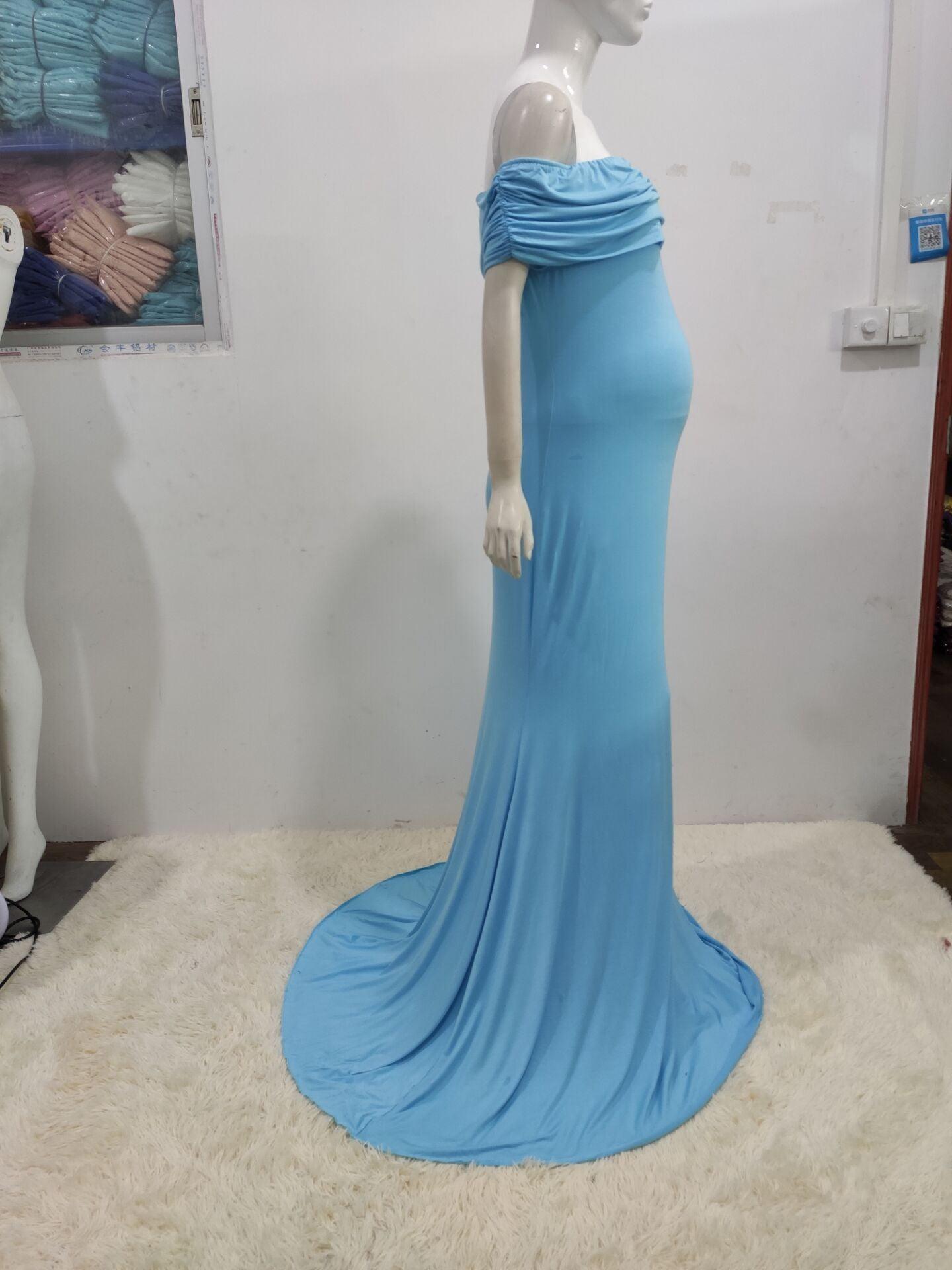 Beautiful Cotton Slim Trailing Shoulderless Maternity Dress - Pregnancy Women Maxi Gown Pregnant Photo Shoot Photography Props Clothes (Z6)(1Z1)(2Z1)(3Z1)(7Z1) - Deals DejaVu