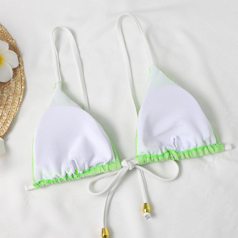 Bandage Thong Bodysuit Solid Two Pieces Swimsuit - Female Halter Brazilian Bikini Set High Waist Bathing Suit Women Swimwear (TB8D)(1U26)(F26) - Deals DejaVu