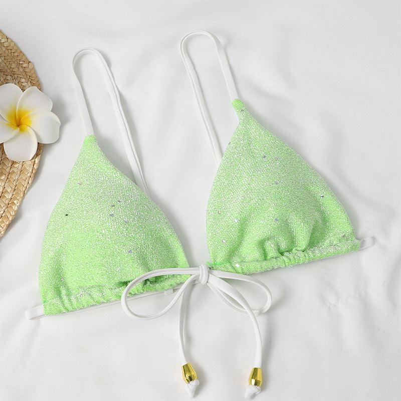 Bandage Thong Bodysuit Solid Two Pieces Swimsuit - Female Halter Brazilian Bikini Set High Waist Bathing Suit Women Swimwear (TB8D)(1U26)(F26) - Deals DejaVu