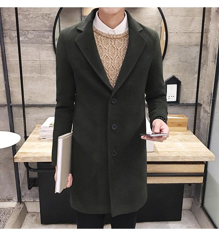 Men Autumn Winter Overcoats Wool Blends Business - Trench Long Jackets Leisure Overcoat Fit Male Solid Color 5XL (D100)(TM4)(CC1) - Deals DejaVu